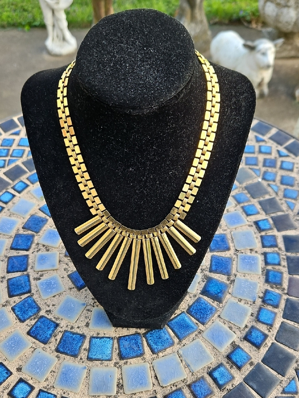 Vintage Park Lane Goldtone Book Chain Dangles Necklace